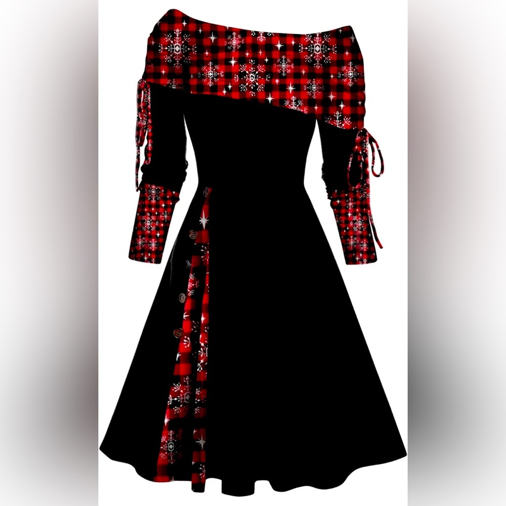 Adorable Holiday A-Line Dress. Soft and stretchy with zipper closure. 2X.
